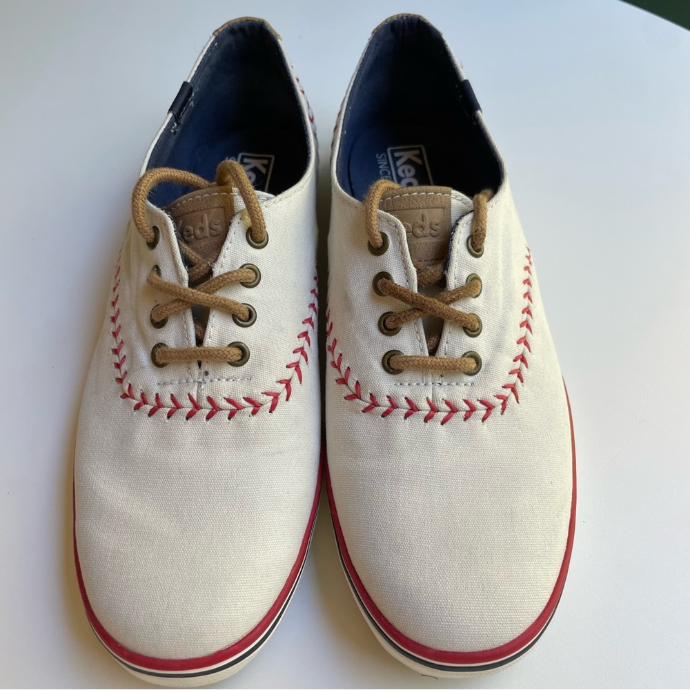 Keds Baseball Boston Red Sox Women’s Sneakers Lace Up White Shoes 7 - Picture 9 of 15